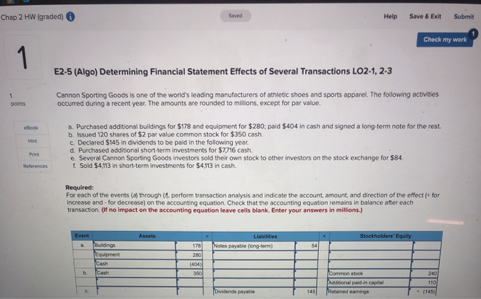  Chap 2 HW (graded) Help Save & Exit Submit Check my