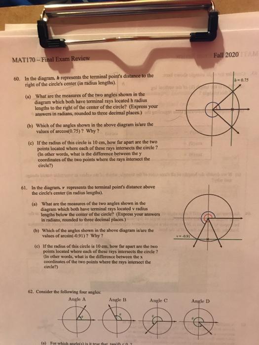  please help with both Fall 2020 MAT170 - Final Exam Review