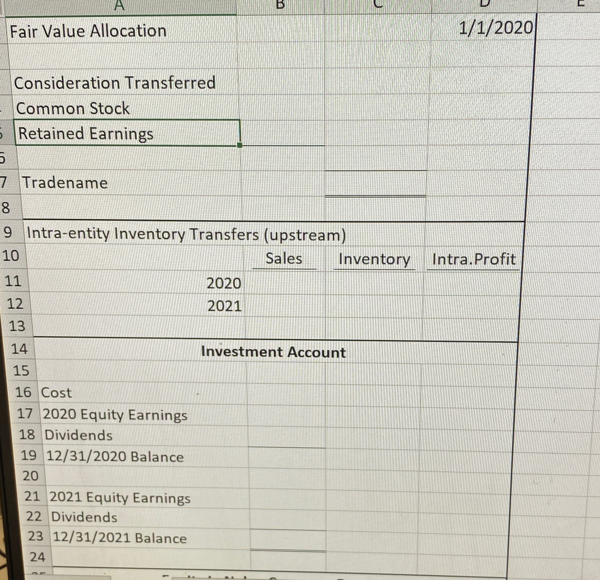  On January 1,2020, James Company purchased 100 percent of the outstanding