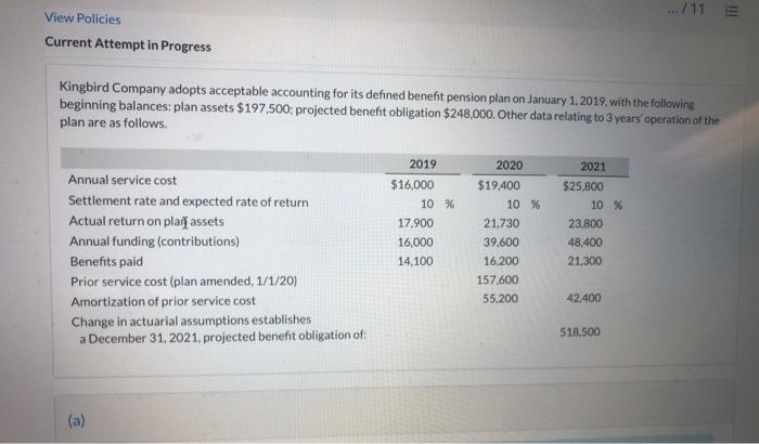  III View Policies Current Attempt in Progress Kingbird Company adopts acceptable