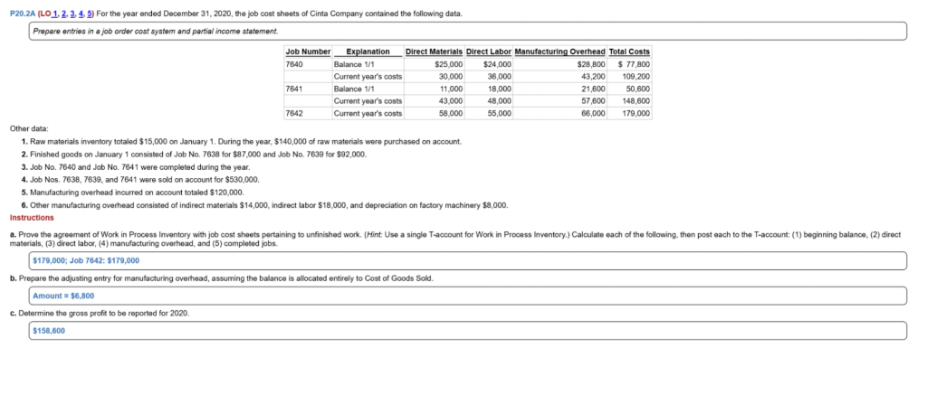 Please help! stuck on A, B, C. P20.2A (LO 1,2,3,4,5) For the