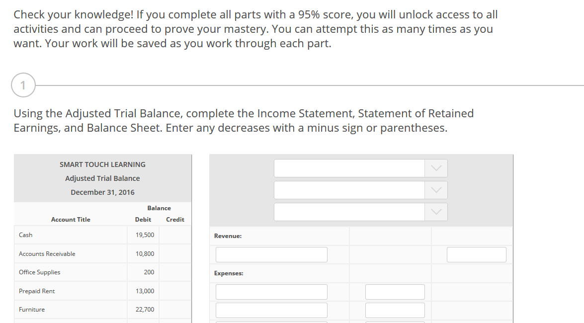 Check your knowledge! If you complete all parts with a 95%