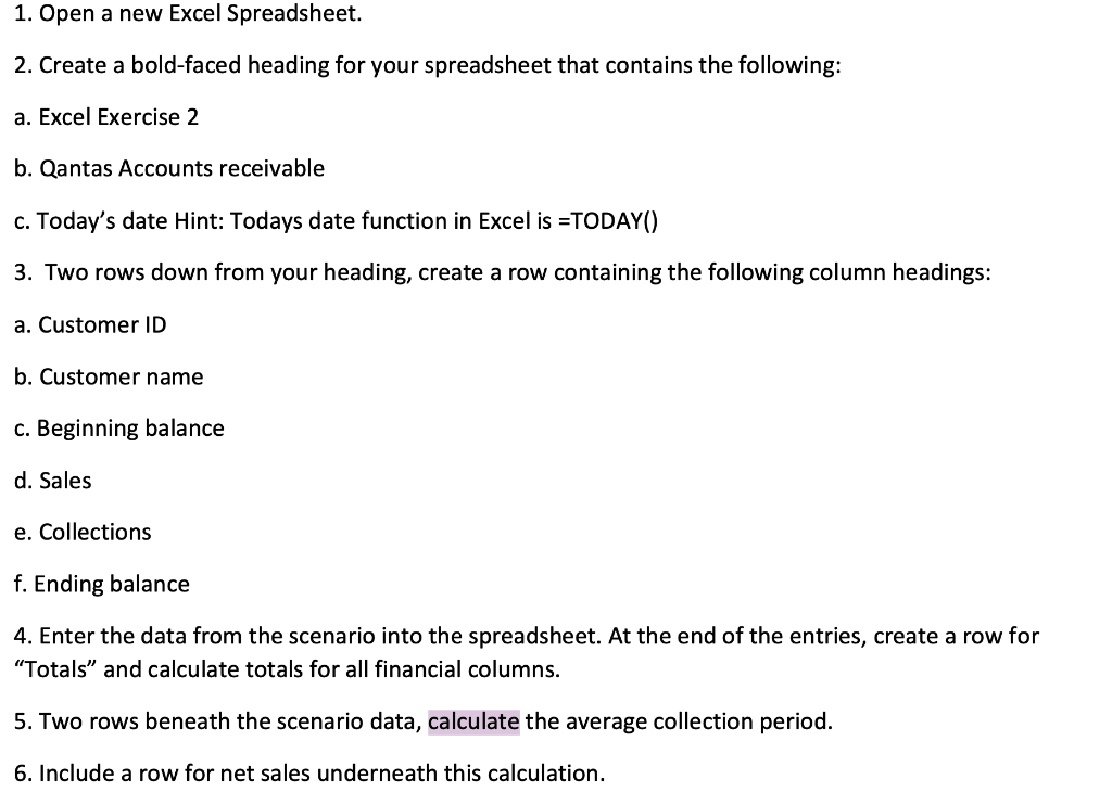  Suggest form 1. Open a new Excel Spreadsheet. 2. Create a