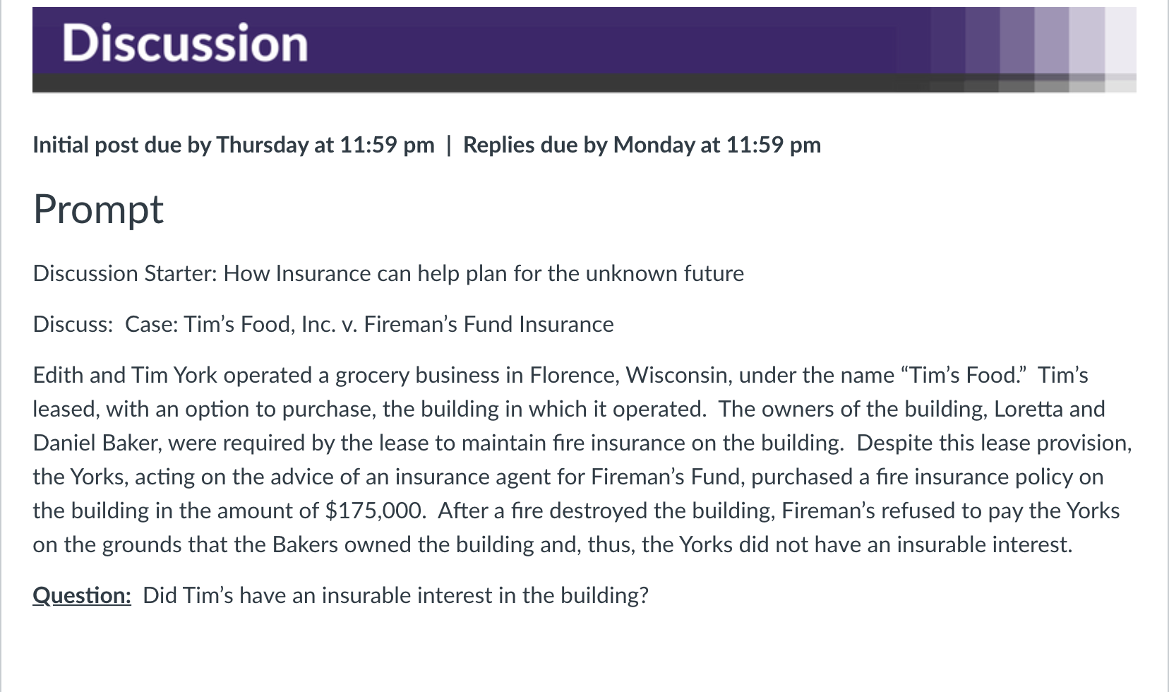  Discussion Initial post due by Thursday at 11:59 pm | Replies