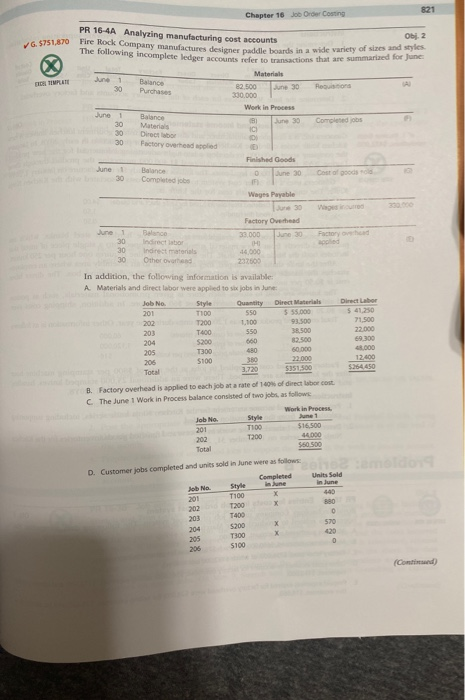  Chapter 16 Job Order Costing ON 2 G. 5751,870 69 TIMPLANT