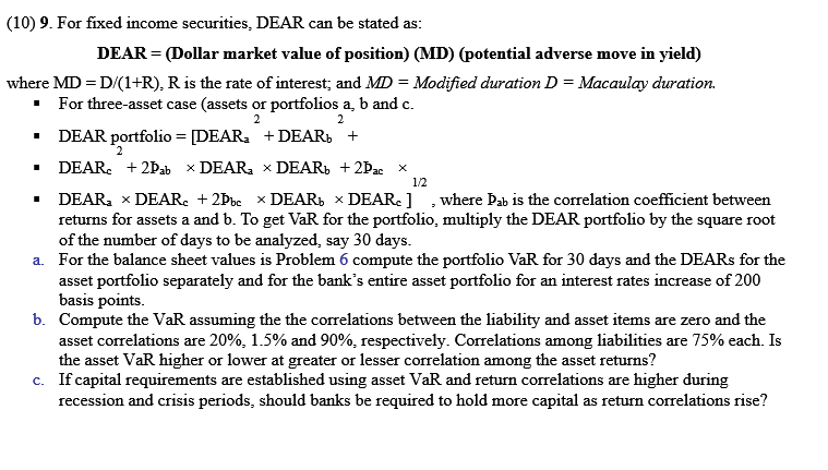  2 2 2 1/2 (10) 9. For fixed income securities, DEAR