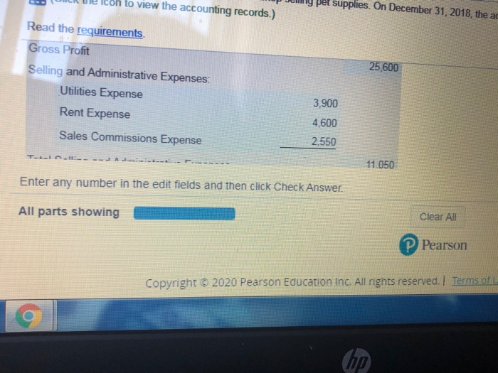 to view the accounting records.) Read the requirements. $ 51,000 Revenue Net