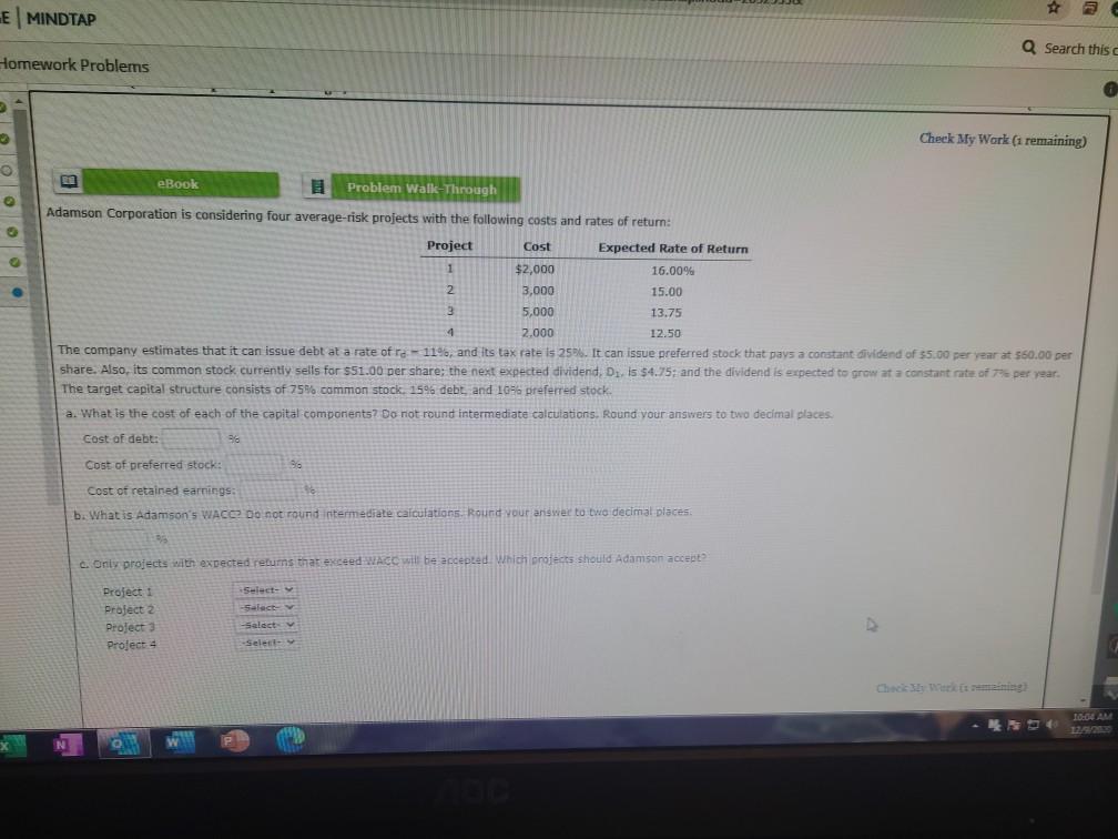  E MINDTAP Q Search this Homework Problems Check My Work (i