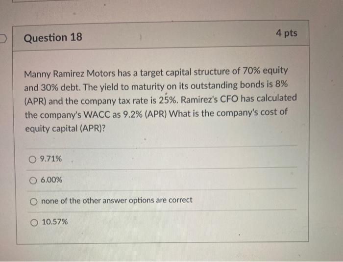 Part A Part B Question 18 4 pts Manny Ramirez Motors