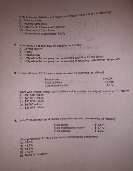show work for each question as necessary, please be neat 1. A