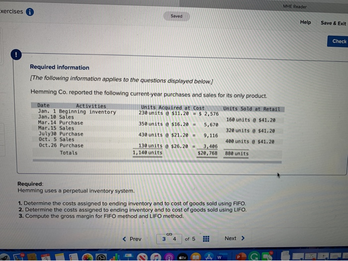  MHE Reader xercises Saved Help Save & Exit Check Required information