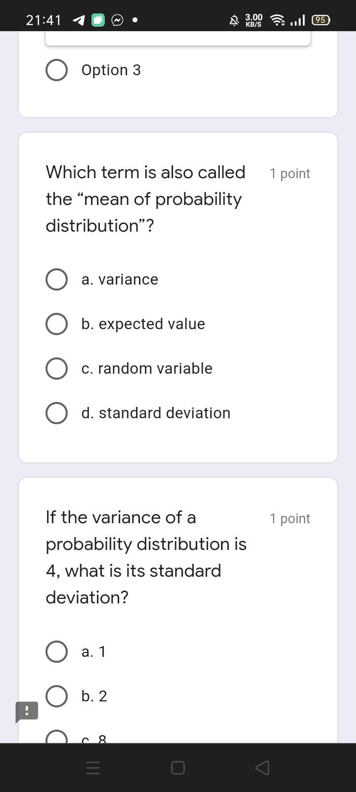  21 :414 I E . 0 Option 3 Which term is