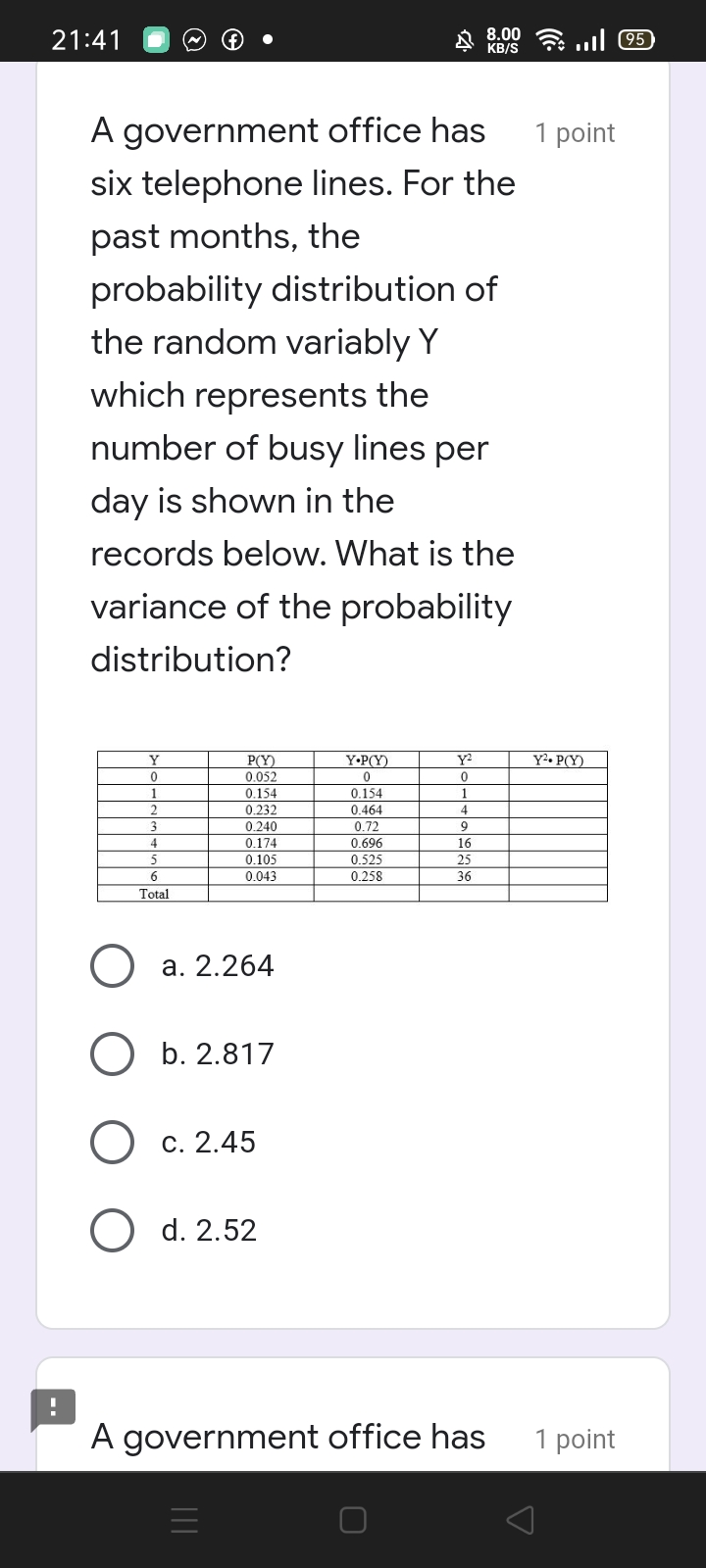 a probability distribution is 4, what is its standard deviation? What is