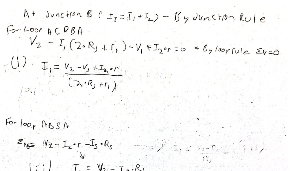 At Junction B ( Is = I , + I2 )