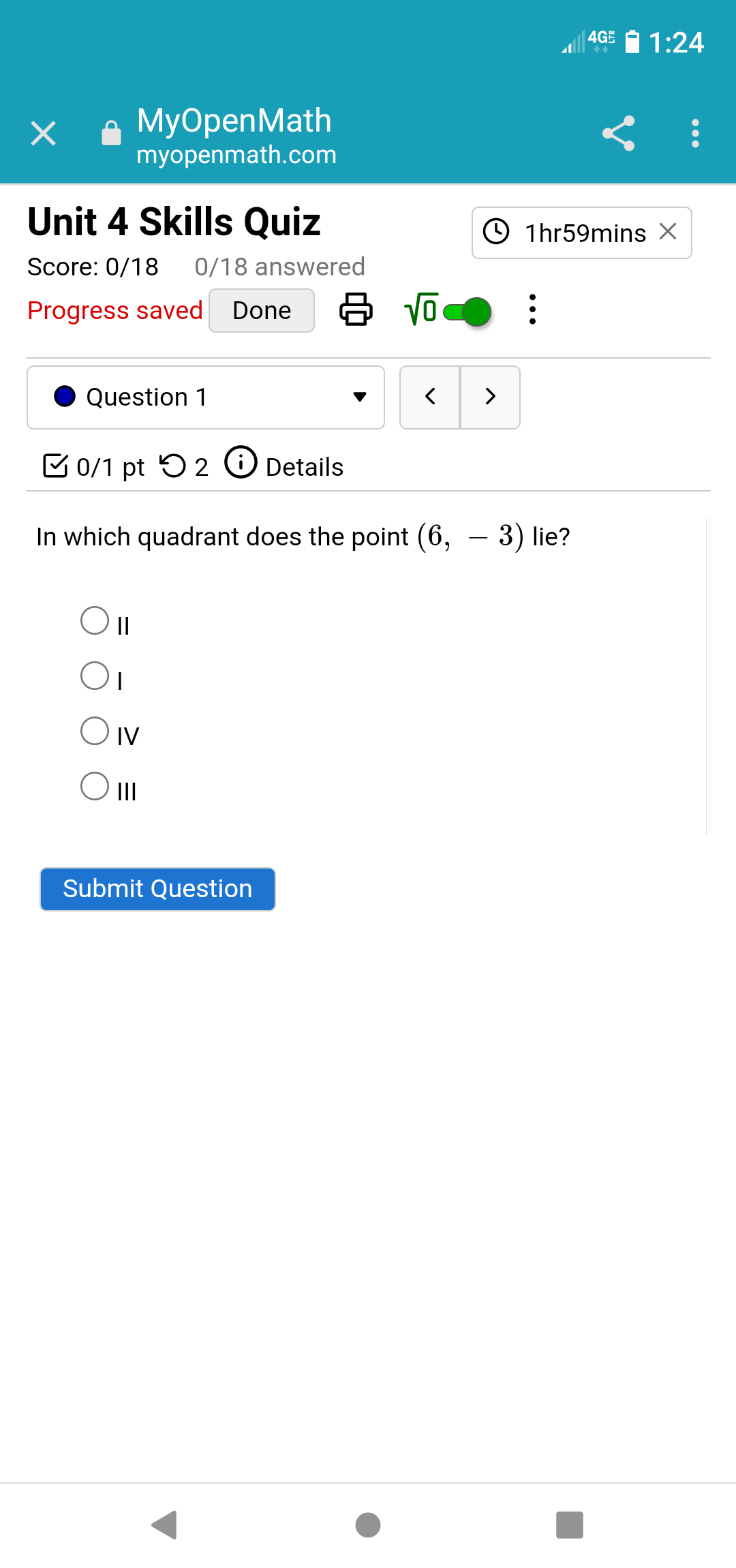  4G: - 1:24 X MyOpenMath . . . myopenmath.com Unit 4