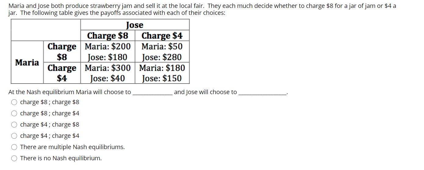 Please help with this practice question. Maria and Jose both produce strawberry