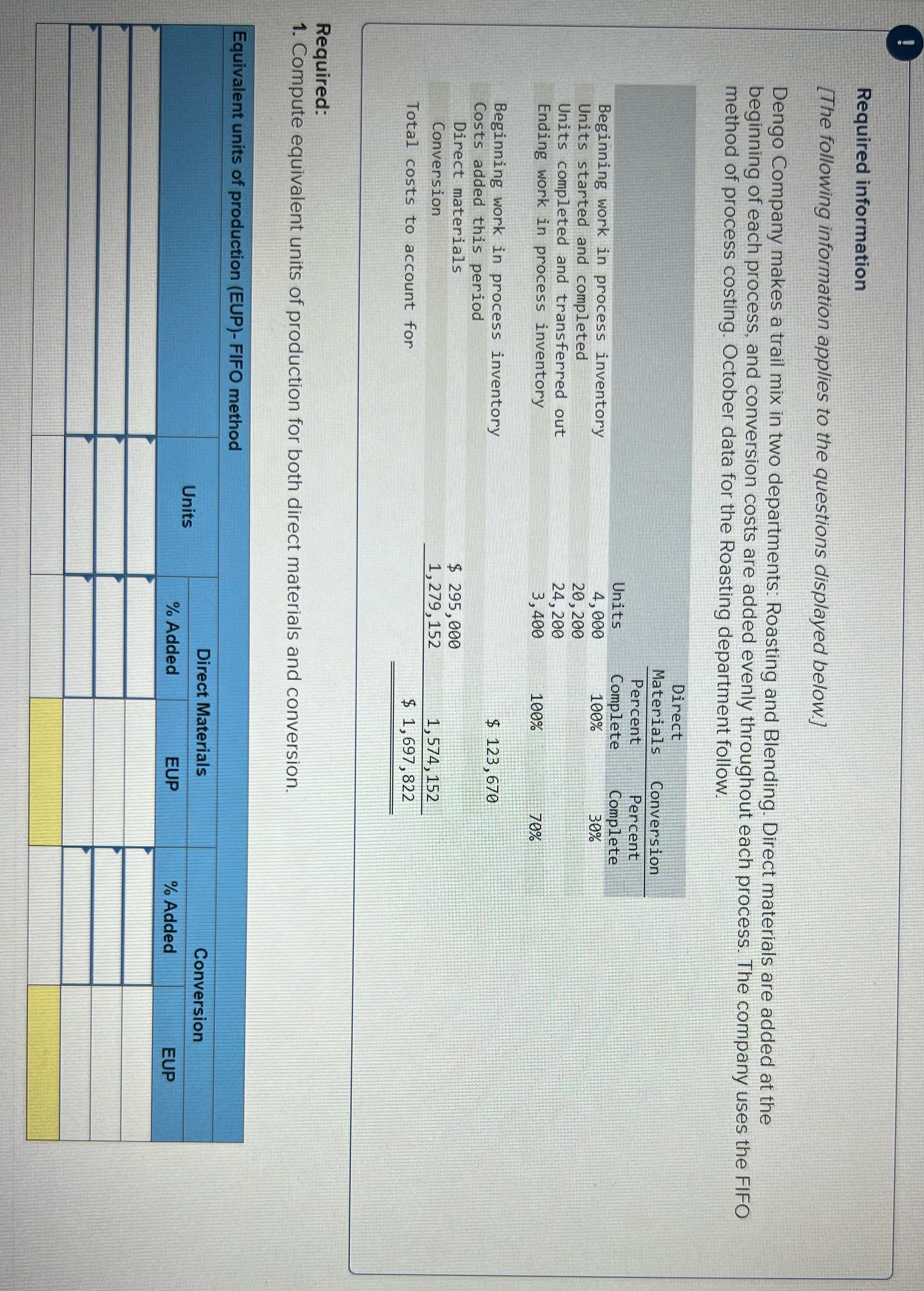 Please help . ..... Required information [The following information applies to the