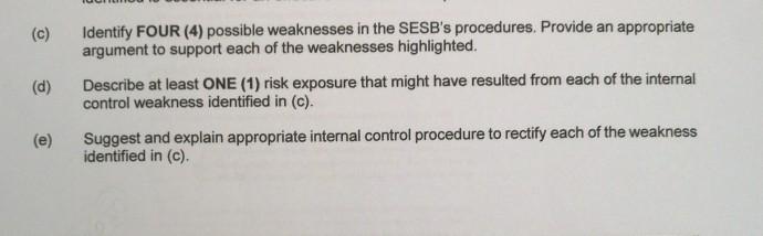 Then E) suggest & explain appropriate internal control procedures to rectify each