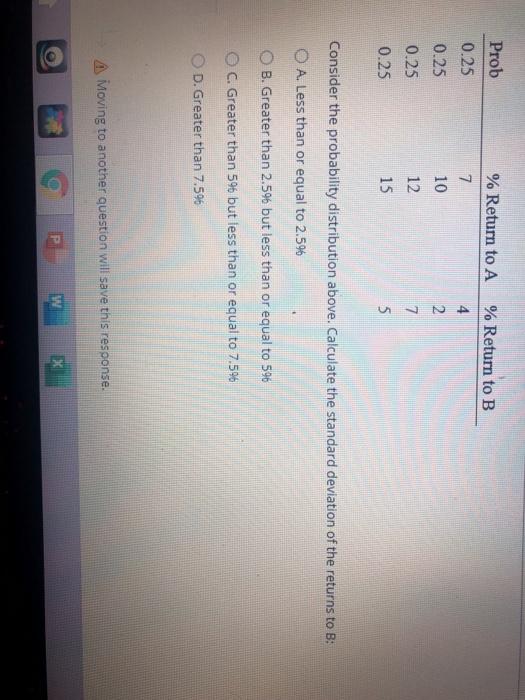  Prob % Return to A % Return to B 7 0.25