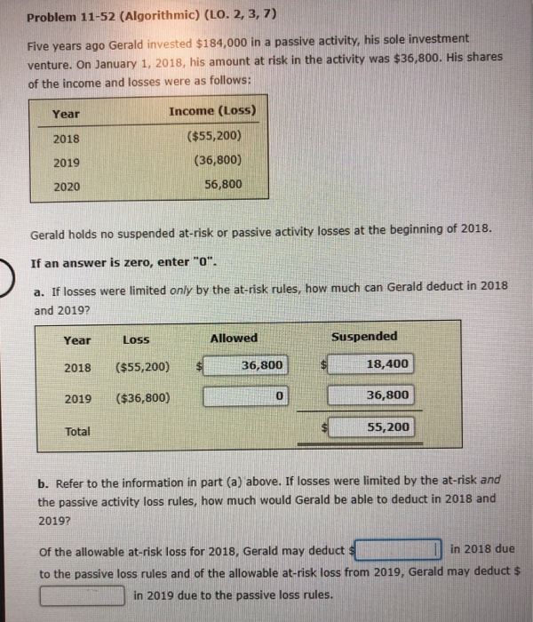  Problem 11-52 (Algorithmic) (LO. 2, 3, 7) Five years ago Gerald