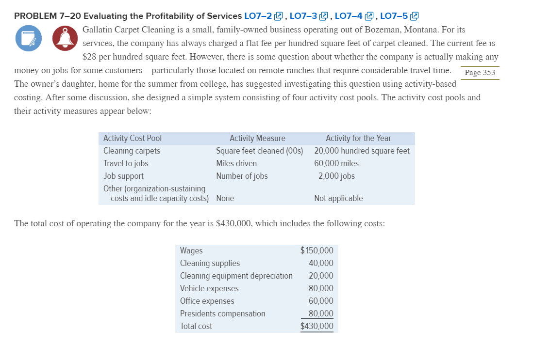 Need help with all the questions (1-6). PROBLEM 7-20 Evaluating the Profitability