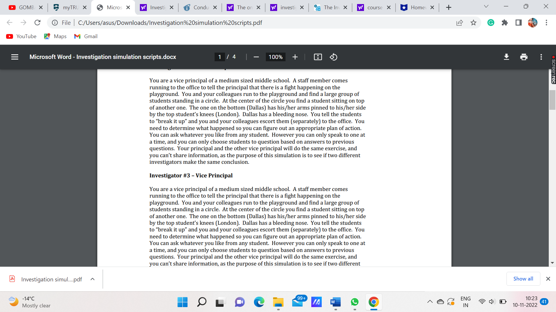 and facts of this case study as an investigator GOMB X myTRU