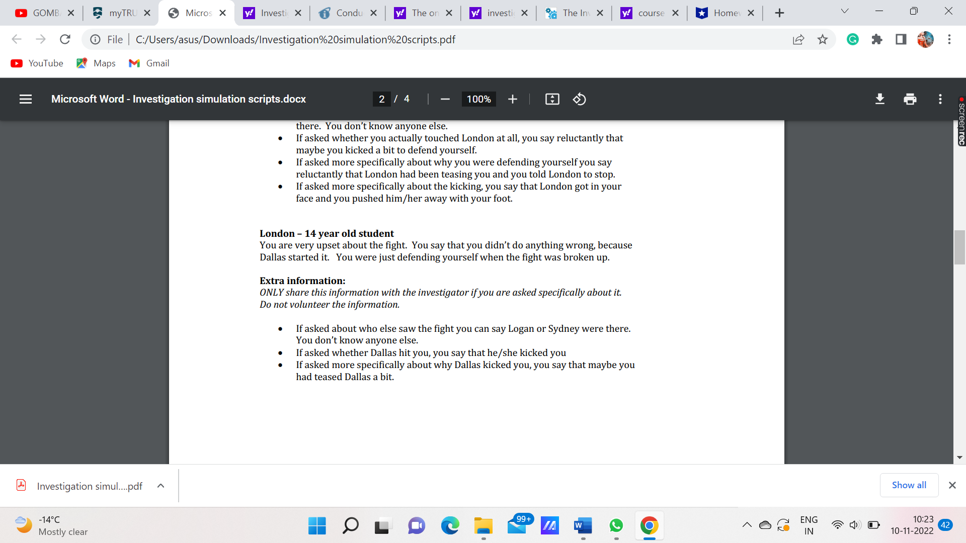 X y! investi X "a The In X y' course X Home