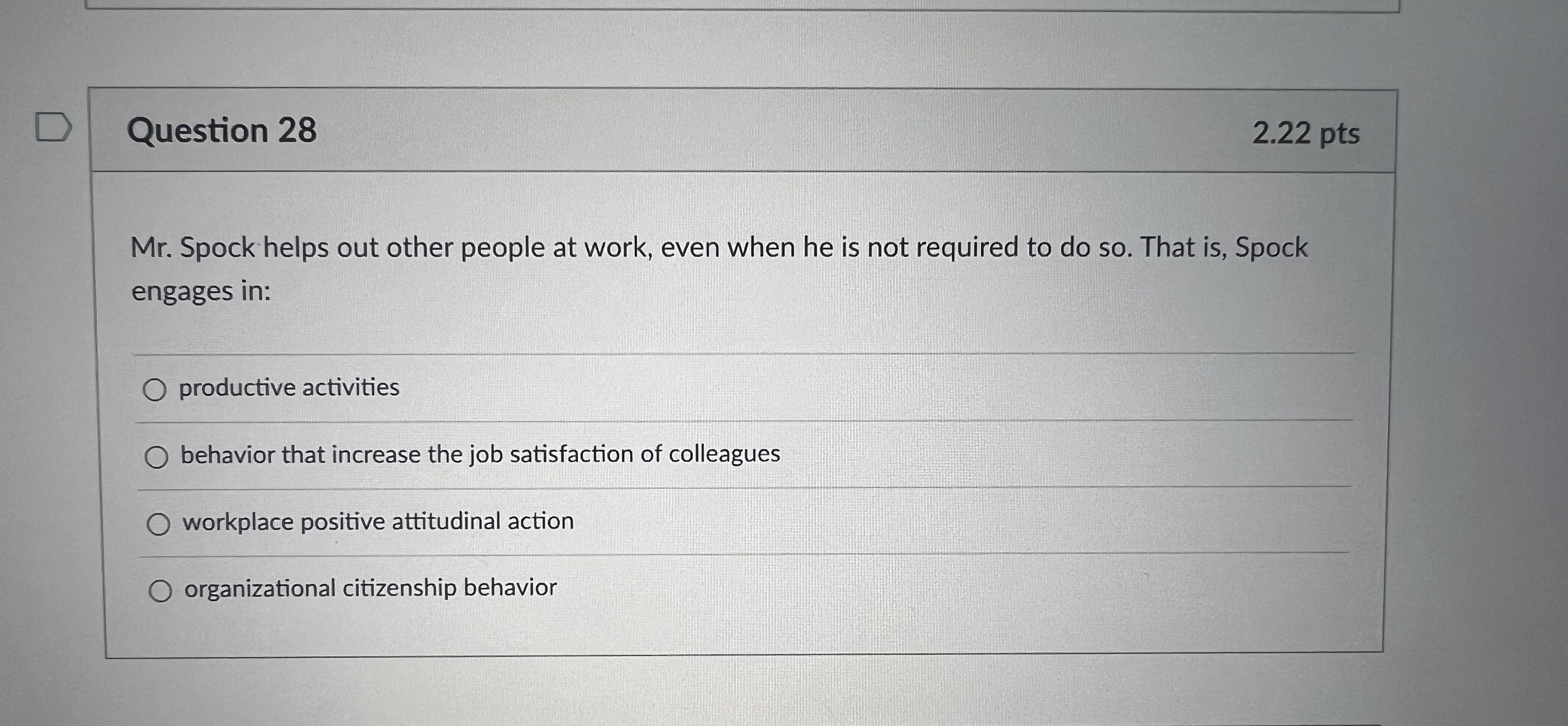 increase organizational performance, you want to measure the organization's effectiveness. Which of