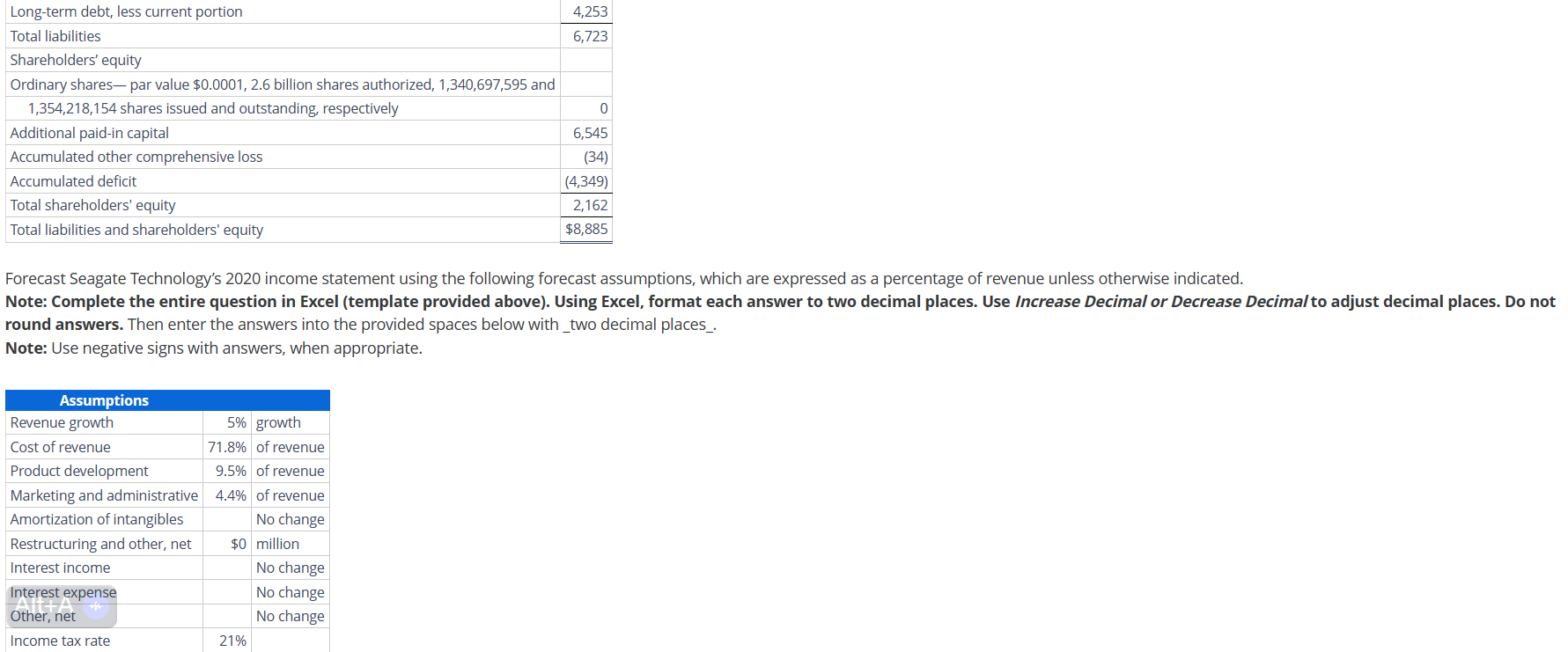 2019. Note: Complete the entire question using the following Excel template: Excel