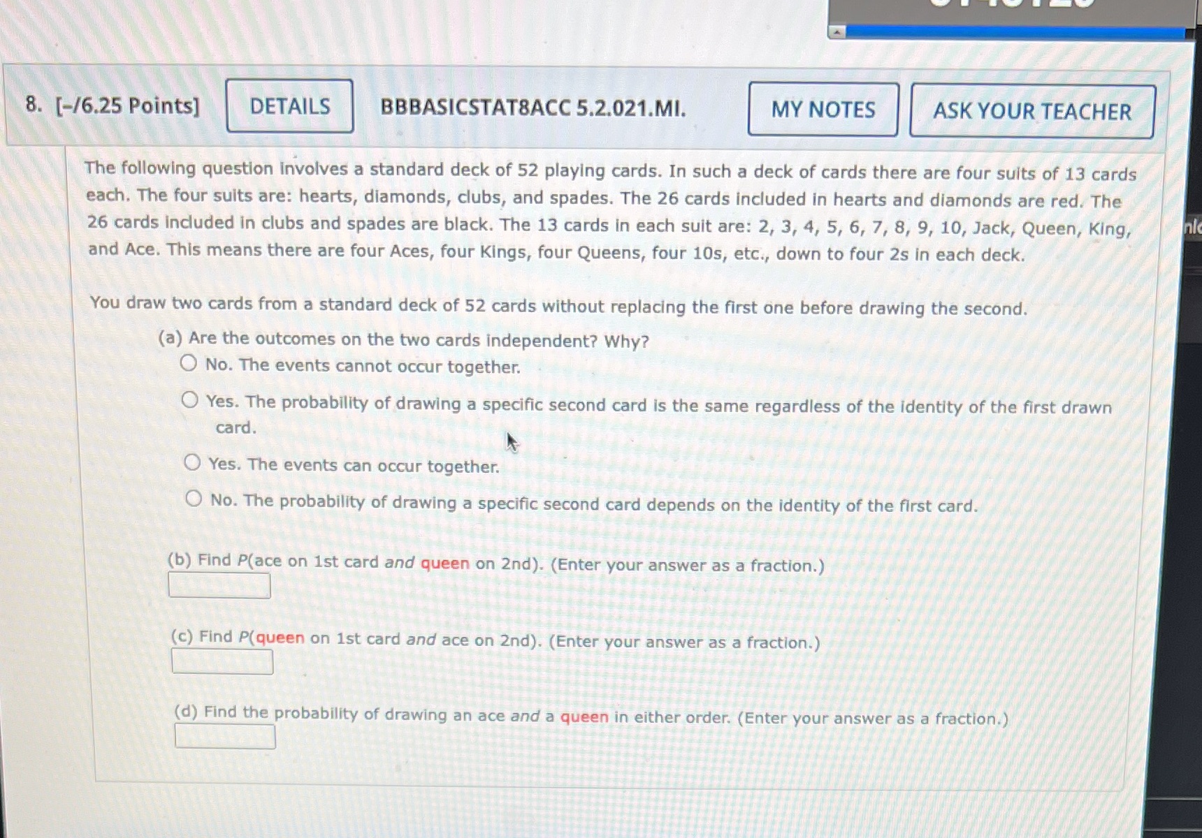  8. [-/6.25 Points] DETAILS BBBASICSTAT8ACC 5.2.021.MI. MY NOTES ASK YOUR TEACHER