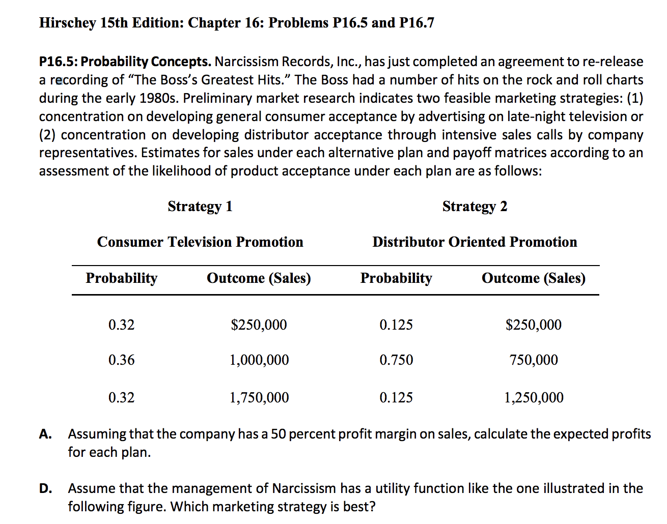 Please help me Hirschey 15th Edition: Chapter 16: Problems P165 and P16.7