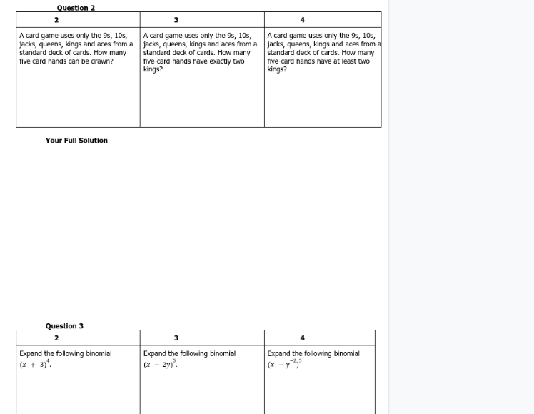 Question 2 2 3 A card game uses only the 95,