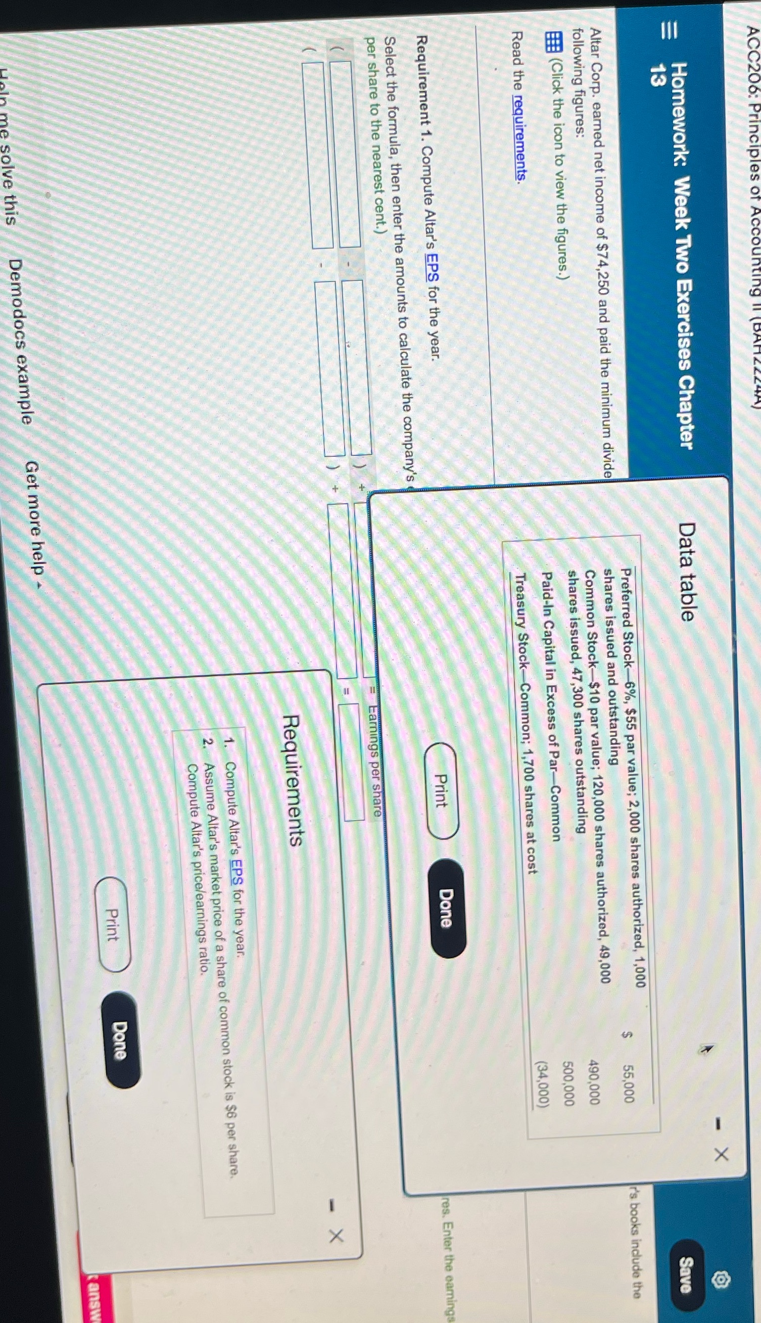 Please complete requirements Homework: Week Two Exercises Chapter X Data table Save