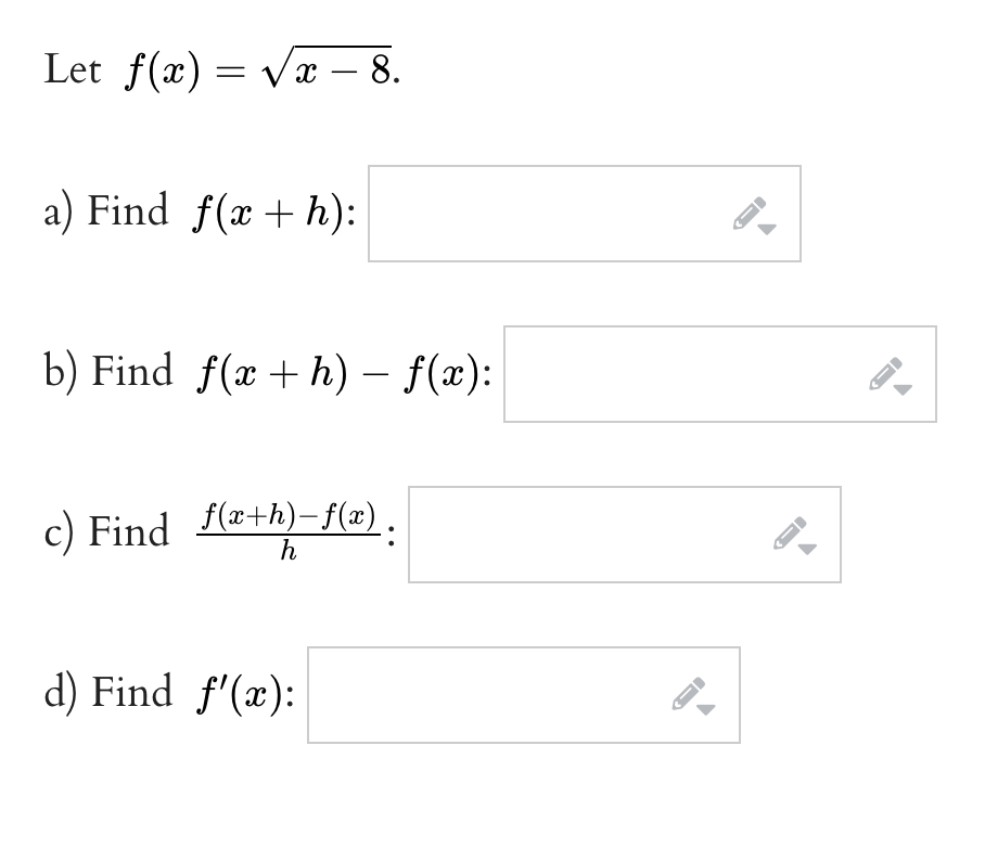 \fLet f(x) = 3vx - 1. If h * 0, then
