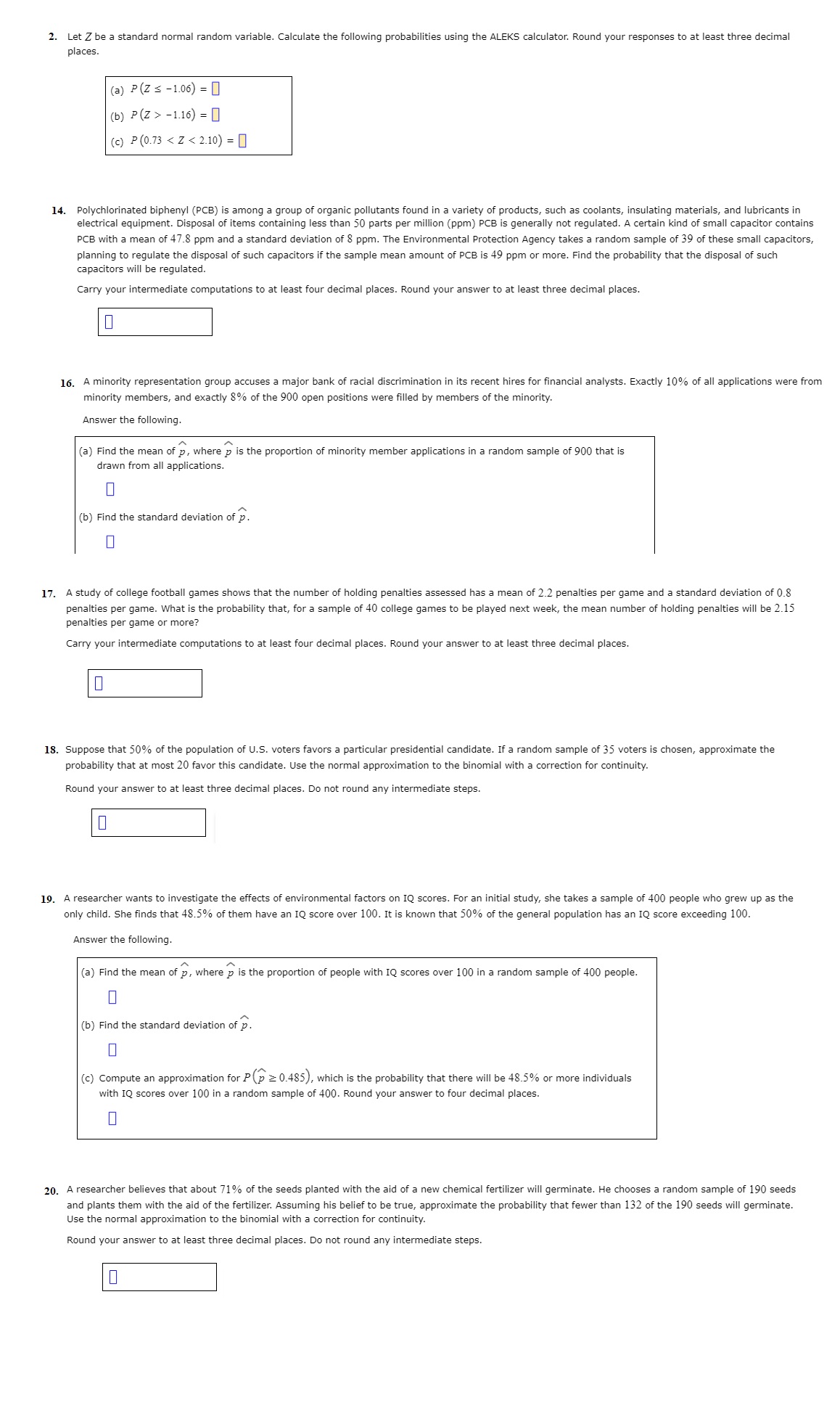 2. Let 2 be a standard normal random variable. Calculate the