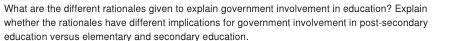What are the different rationales given to explain government involvement in