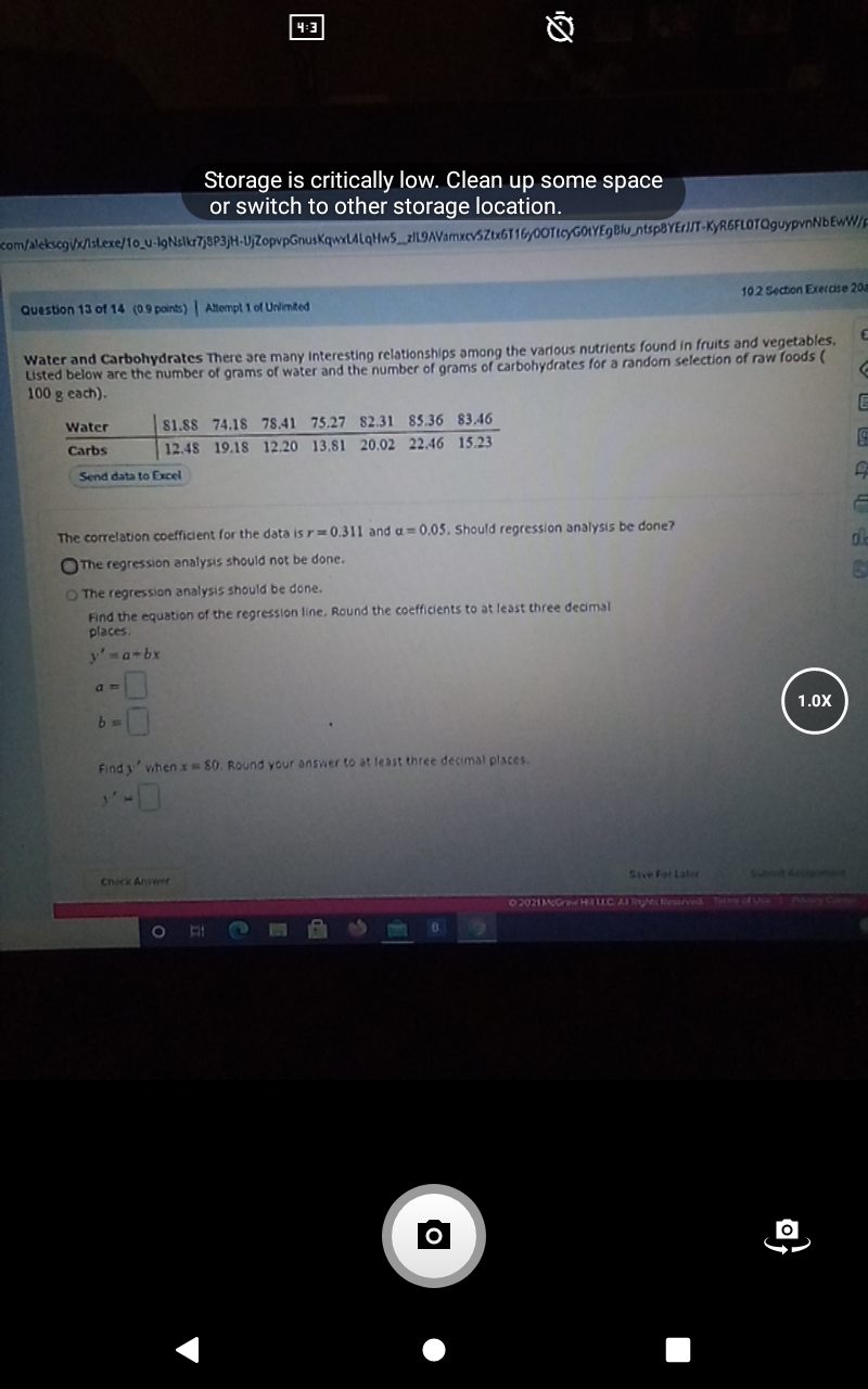  14:3 Storage is critically low. Clean up some space or switch