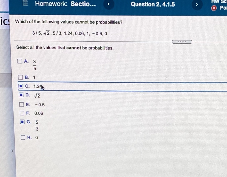 = Homework: Section.. Question 2, 4.1.5 HW SC X Po ic: