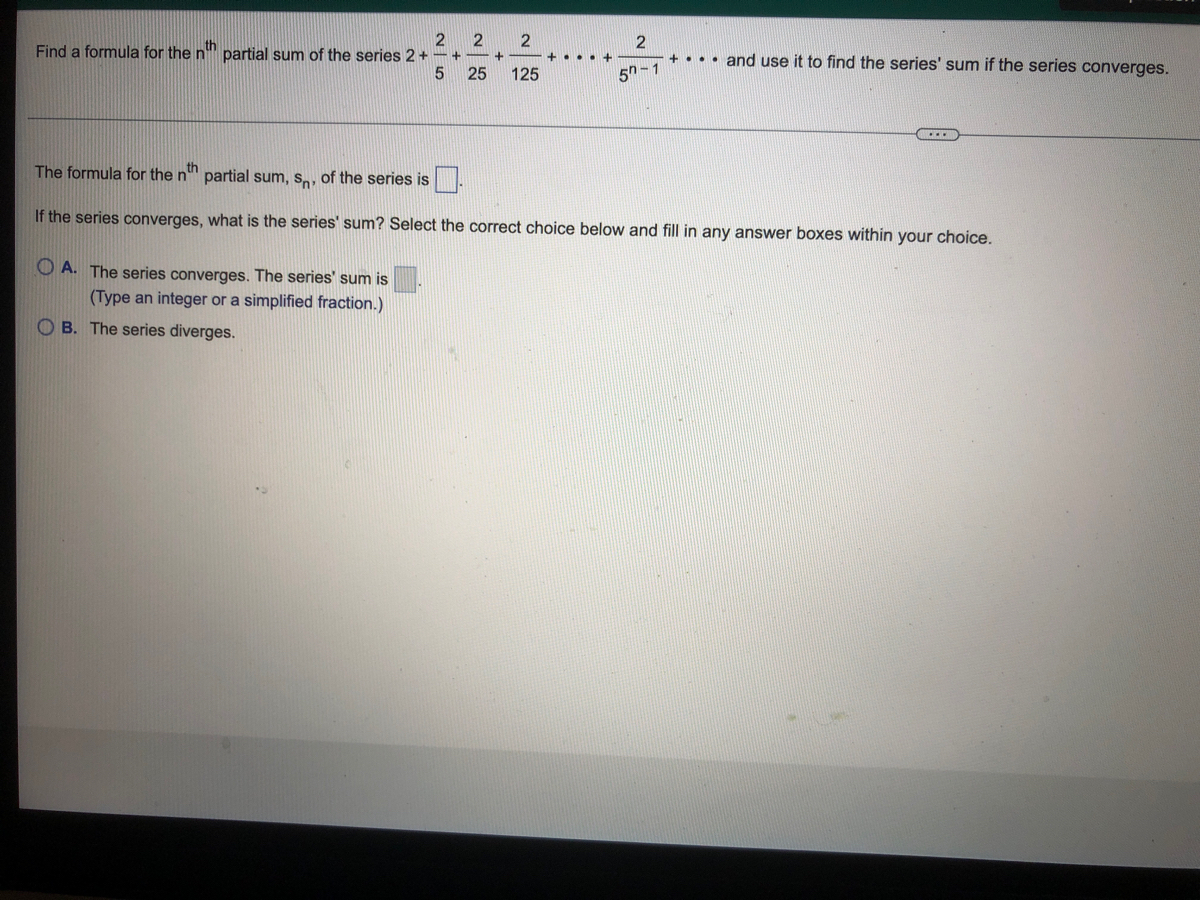  2 2 2 Find a formula for the n' partial sum