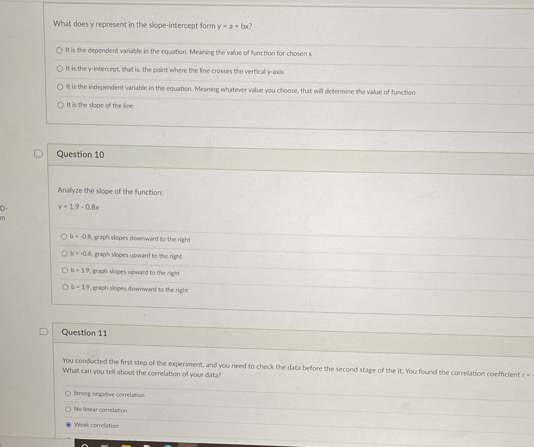 I need help please What does y represent in the slope-intercept form