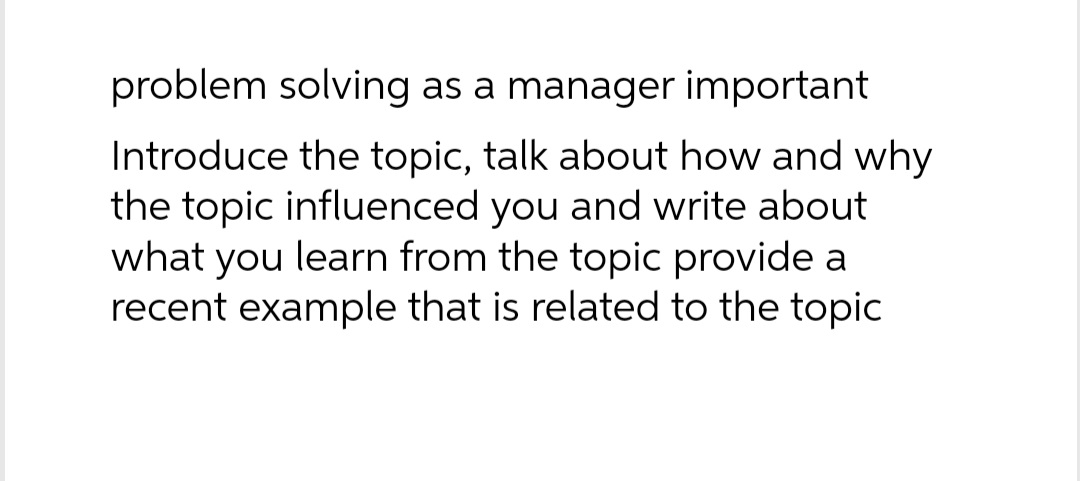 Y9 problem solving as a manager important Introduce the topic, talk about