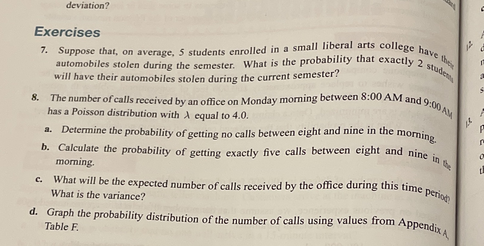 Can someone help me do C and D only please? deviation? Exercises