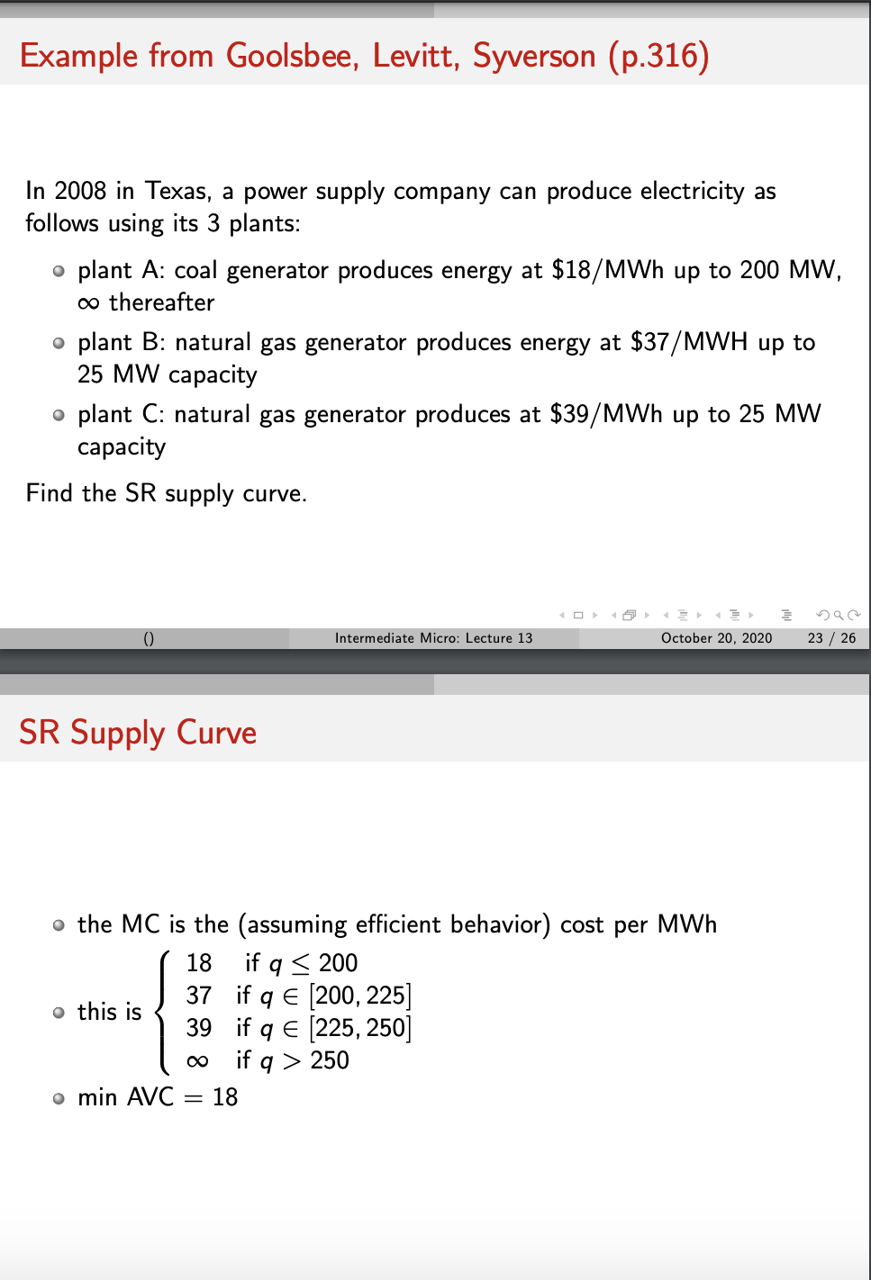 for q . this is the quantity, q, that minimizes AVC .