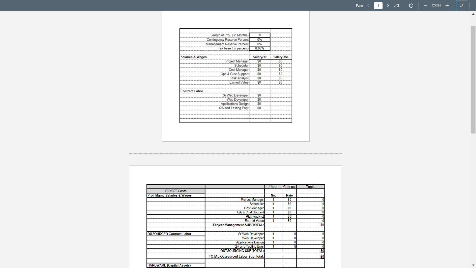 You will need to break down your project's total cost into different