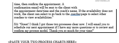 charts to document the "Client Registration" process and the "Make Appointment" Process