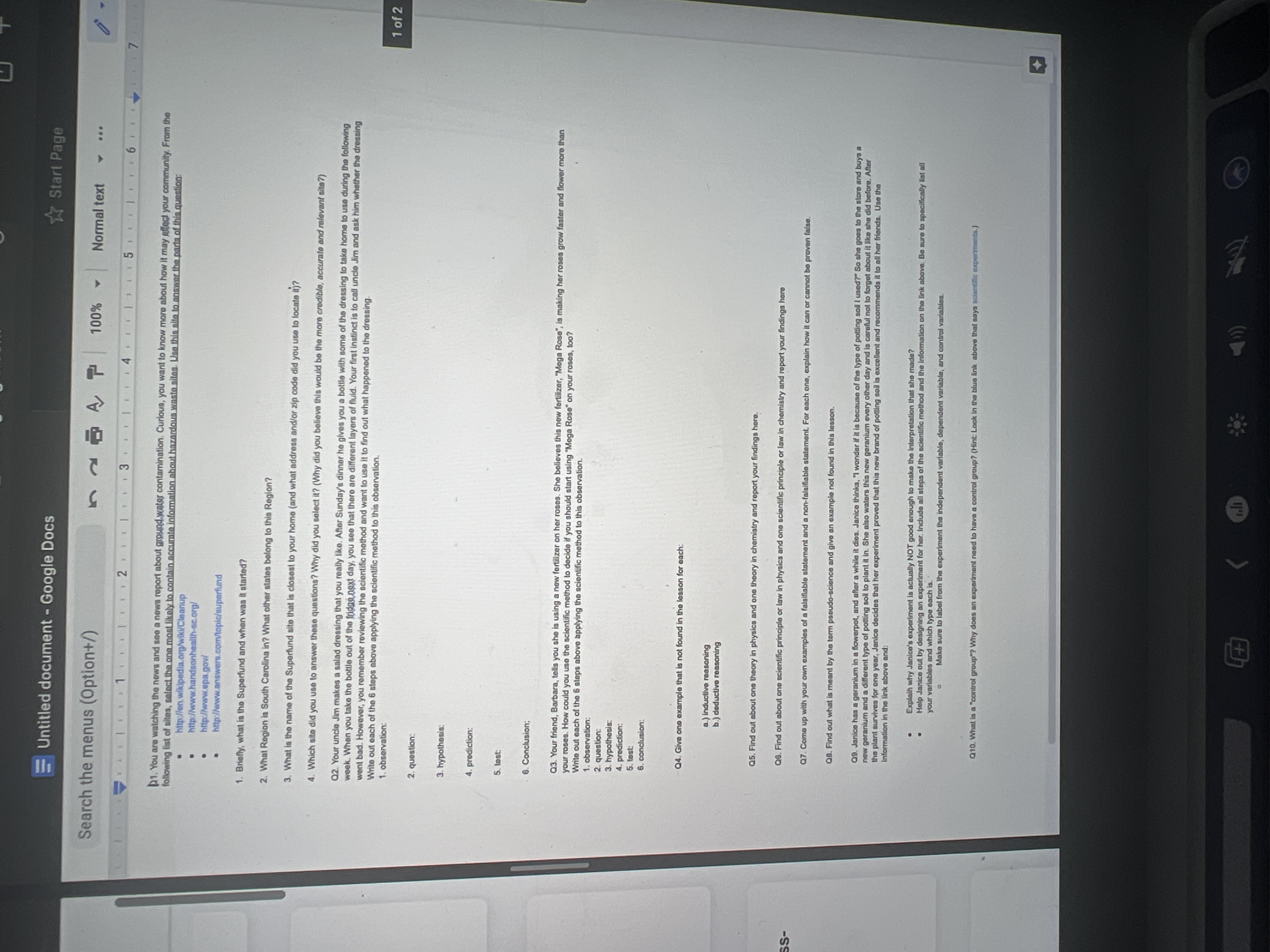  Untitled document - Google Docs Start Page Search the menus (Option+/)