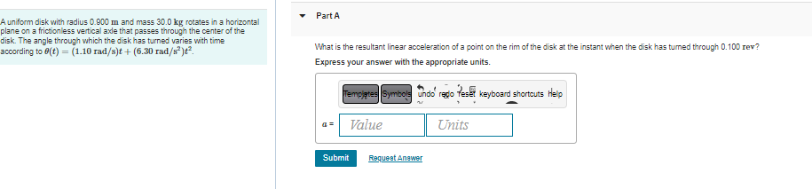 the disk has turned varies with time according to e(t) = (1.10