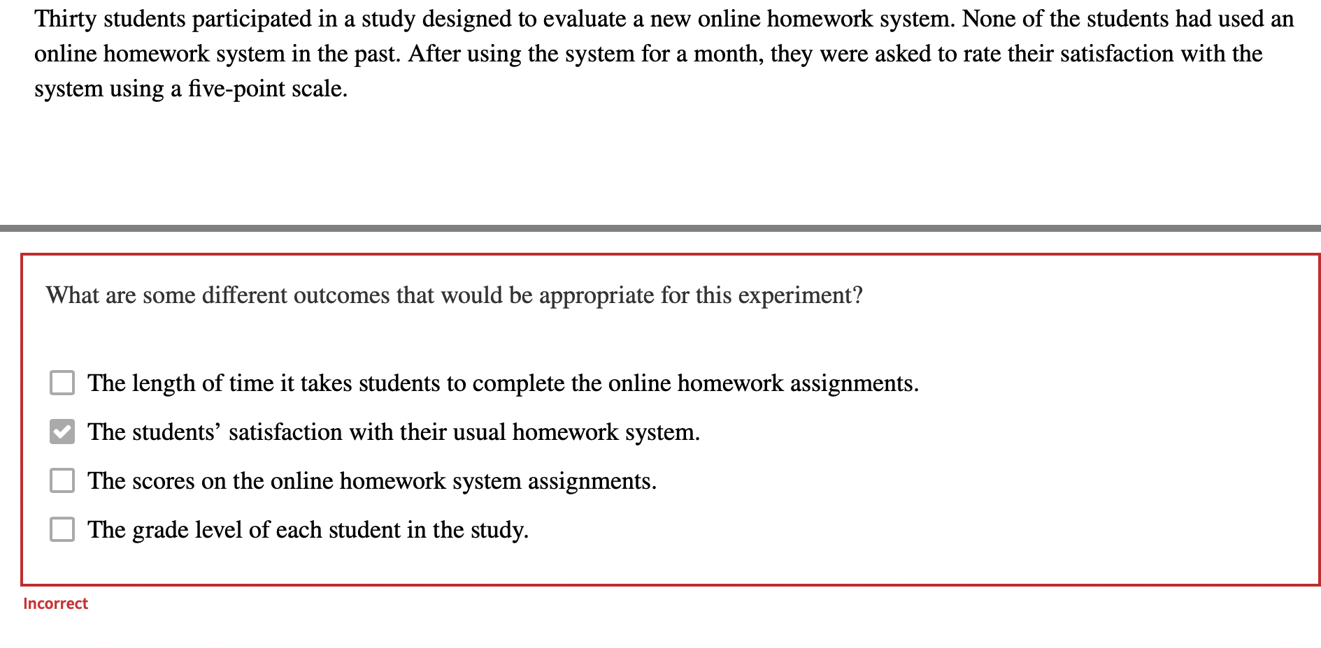 Thirty students participated in a study designed to evaluate a new