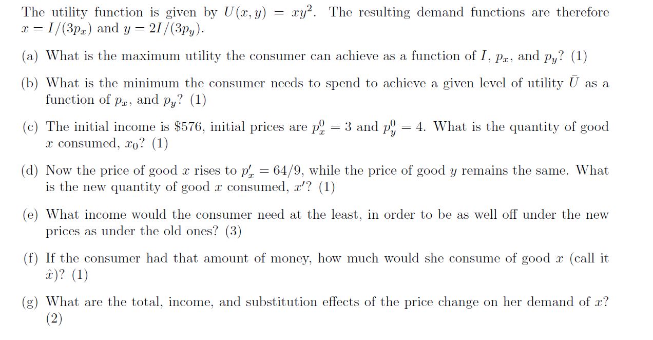 her three sisters all have the same preferences, described by the utility
