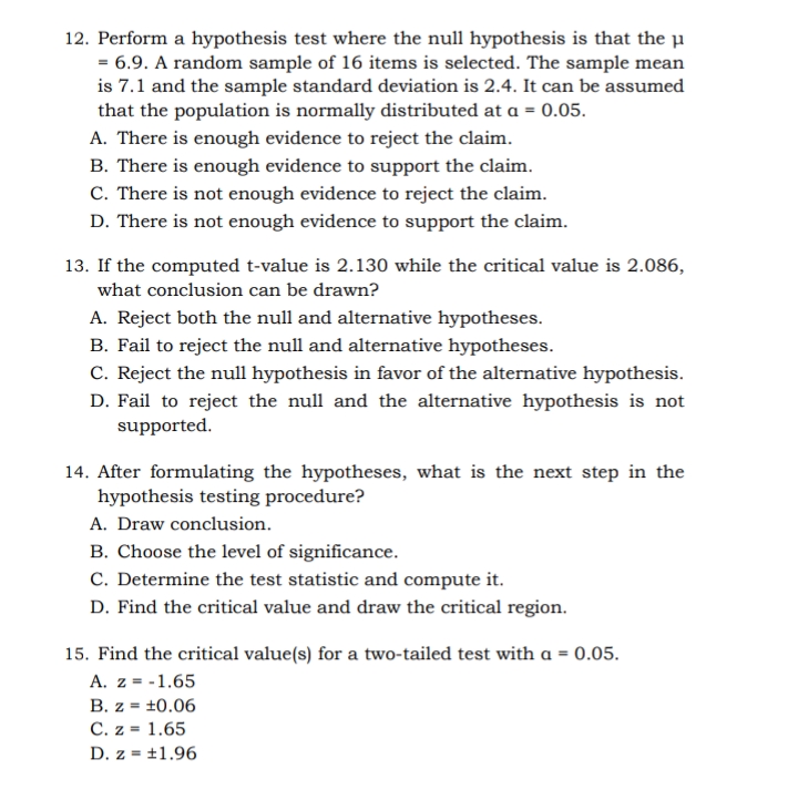 significance. 2. The average weight of 9 Grade 6 pupils is 36